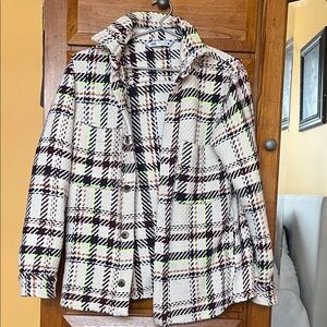 Zara Plaid Utility Jacket - Black, White, Green